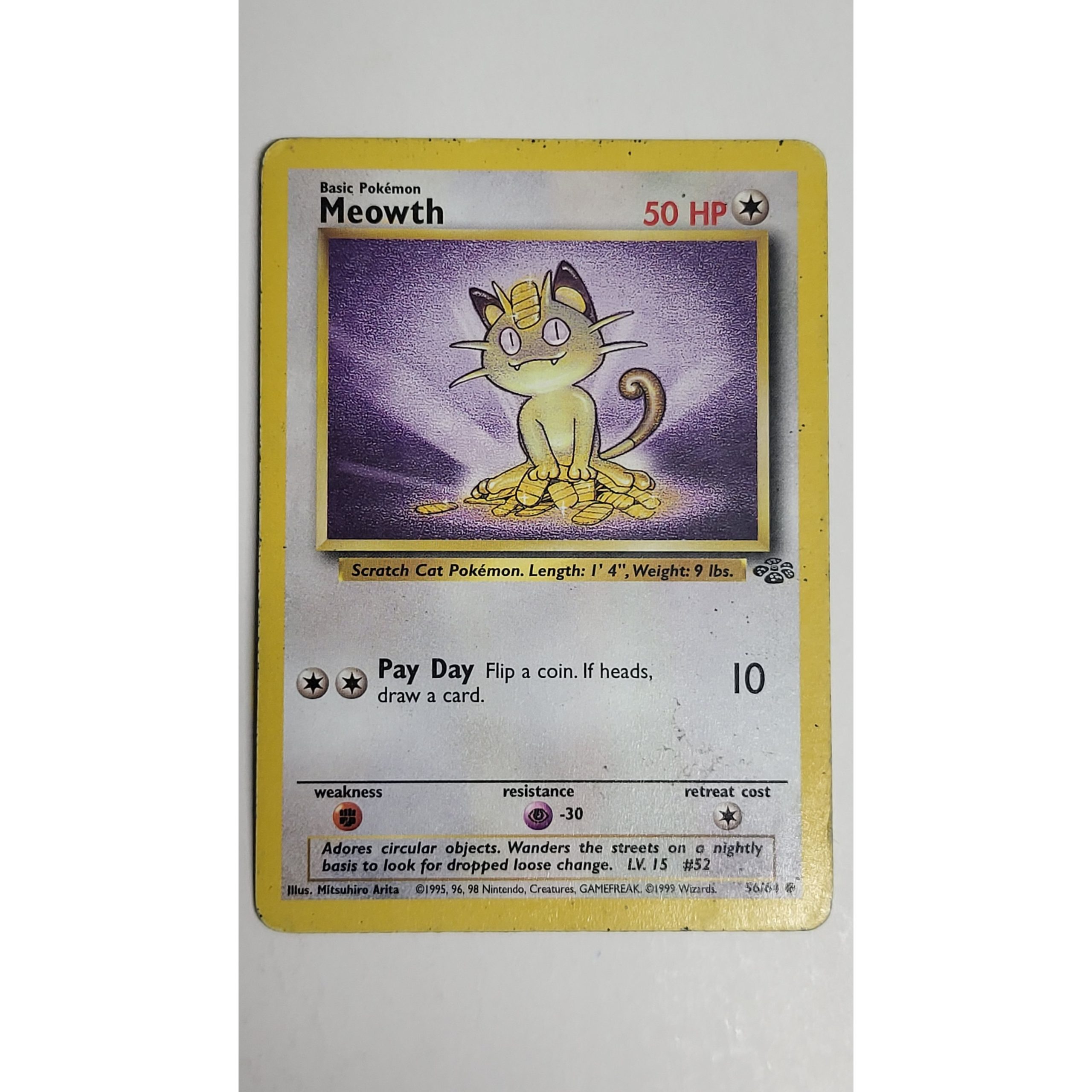 Excellent Meowth 56/64 Jungle Set Pokemon Card Nokomis