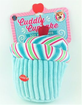 Dog Toy Large Blue Cuddly Cupcake Plush w Squeaker 8 Tall