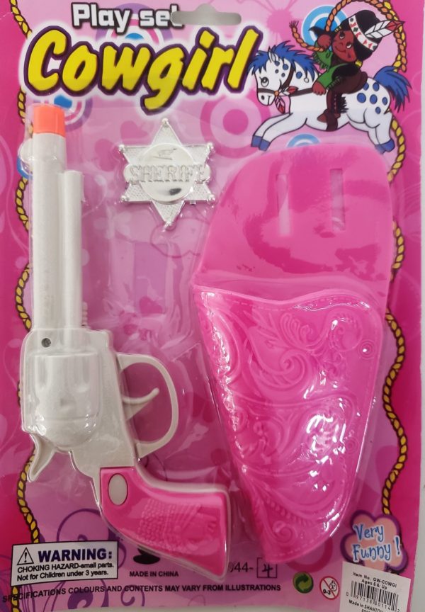 Vintage Pink Cowgirl Sheriff Playset Toy Gun w/Holster & Badge