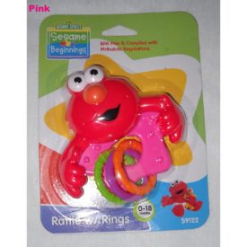 Sesame Street Elmo Rattle with Rings - Pink, BPA Free