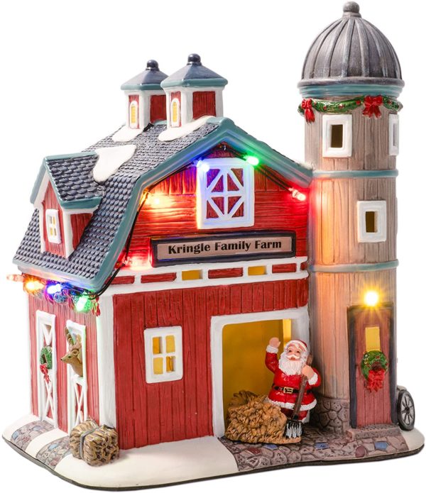Crosslight Christmas Village Porcelain LED Kringle Family Farm