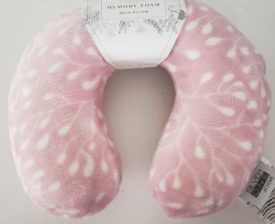SILVER ONE Soft Memory Foam Travel Airplane Neck Pillow Comfortable Cushion Provides Relief - Pink Babys Breath