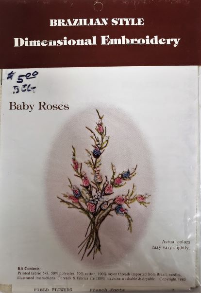 Vintage Pattern Zeanns Brazilian Style Dimensional Embroidery Kit Baby Roses