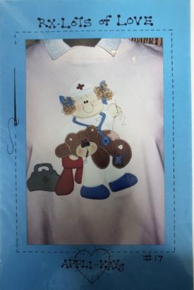 Vintage Pattern RX Lots of Love Nurse Teddy Bear Appliqué by Appli-Kays #17