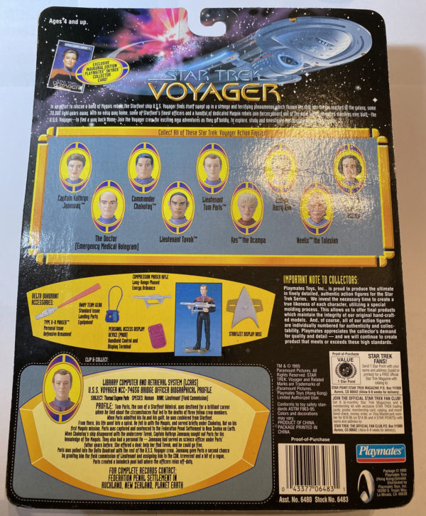 Vintage 1995 Star Trek Voyager Figure w/Accessories - Lieutenant Tom Paris - Image 6