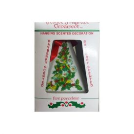 Jasco Vintage Porcelain Festive Fragrant Pomander Hanging Ornament Decoration - Holly Berry Bouquet