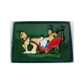 Vintage 1987 Enesco Americana Porcelain Ornament Horse & Sleigh Man