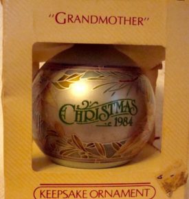 Vintage 1984 Hallmark Grandmother Glass Ball Ornament