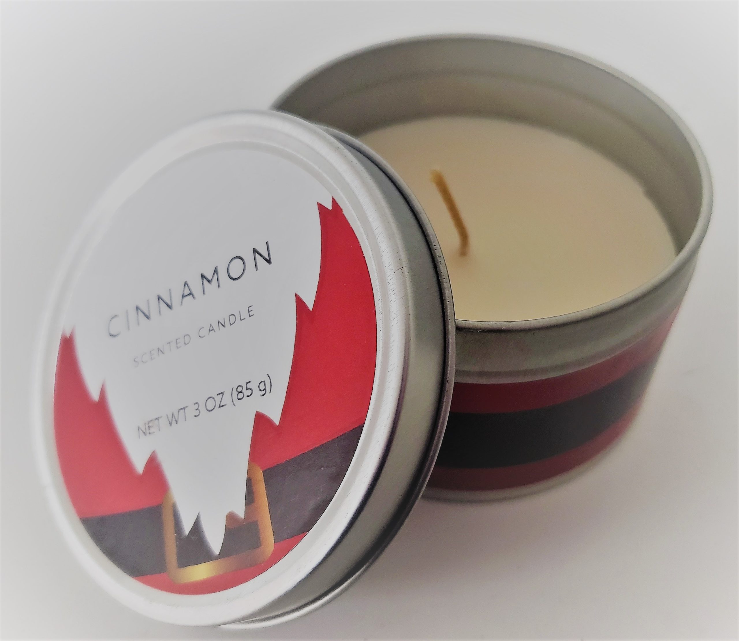 Holiday Scented Candle 3 oz. In Decorative Santa Tin - Cinnamon