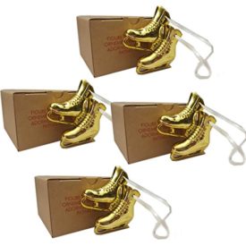 Avon 2015 Goldtone Figure Skates Ice Skating Ornament Set of 4