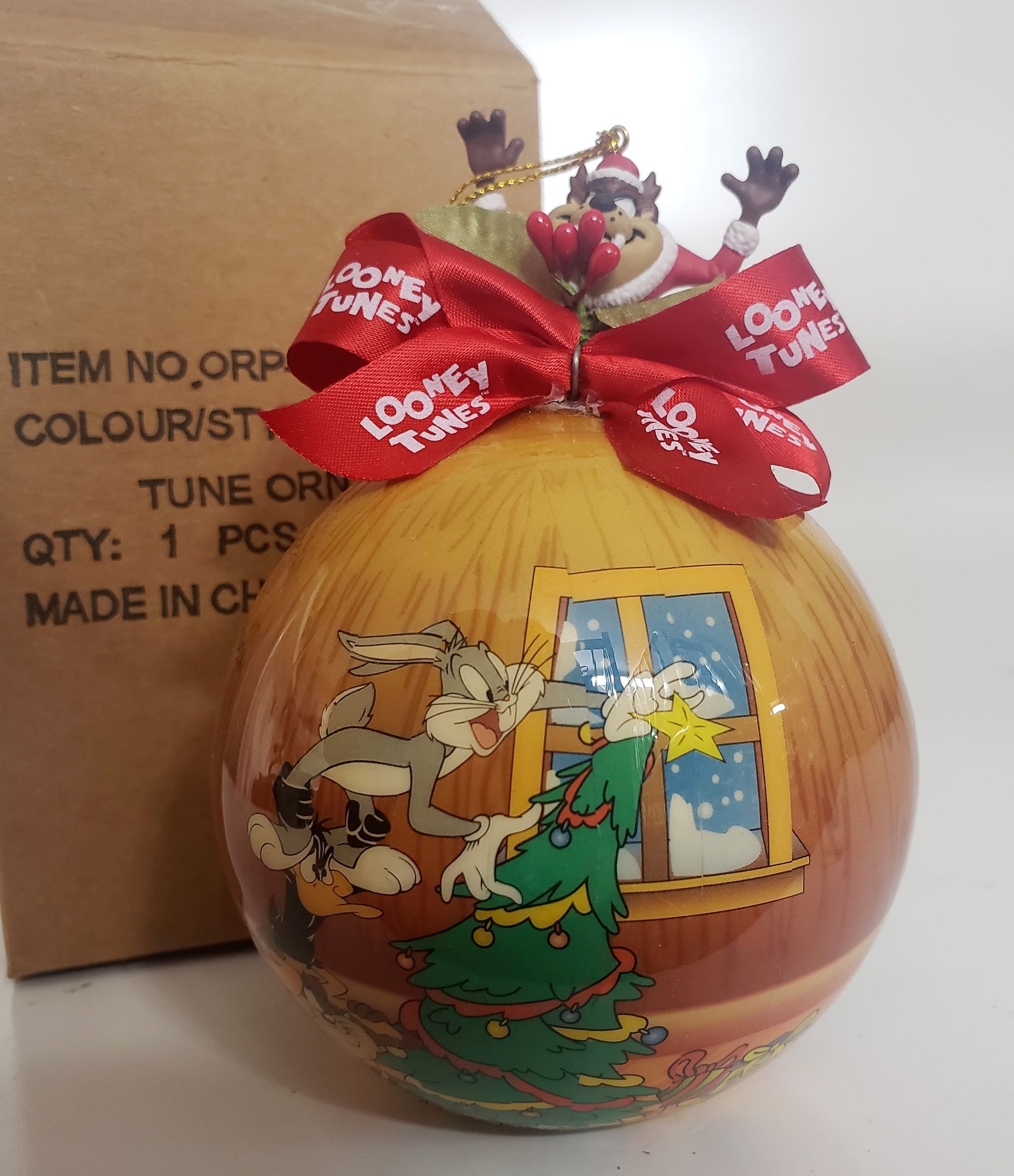 Looney Tunes Collectible Ball Ornament - Jack n The Box Taz Santa