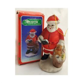 Vintage Christmas Around The World Santa List Porcelain Ornament