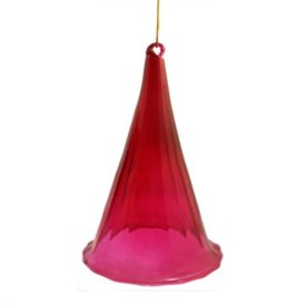 2002 Santas Best Handcrafted Magenta Trumpet Flower Shaped Glass Ornament 5.5 Inch