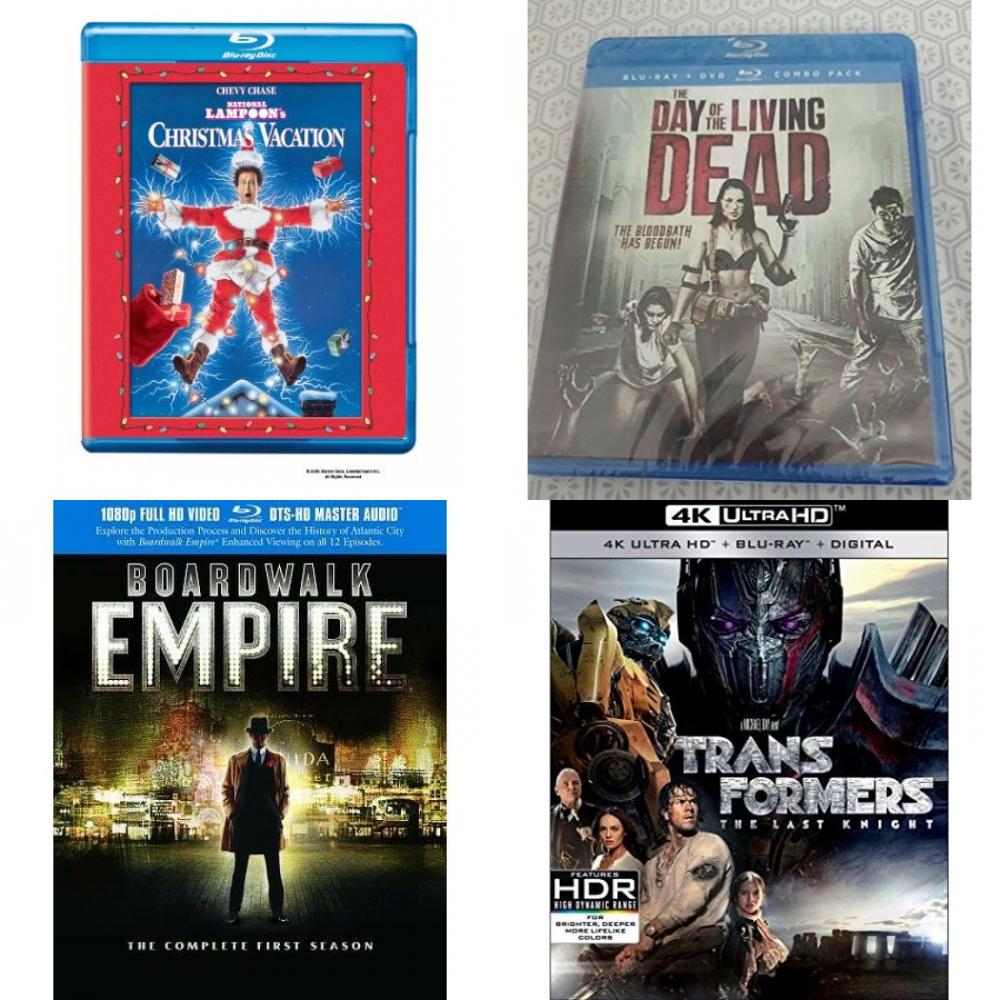 DVD Assorted Movies Blu-ray 4 Pack Fun Gift Bundle: National Lampoon's Christmas Vacation The Day Of The Living Dead Blu-ray/, Combo Pack 2021 Boardwalk Empire: The Complete First Season 5-Disc Set Transformers: The Last Knight 4K 4K UHD