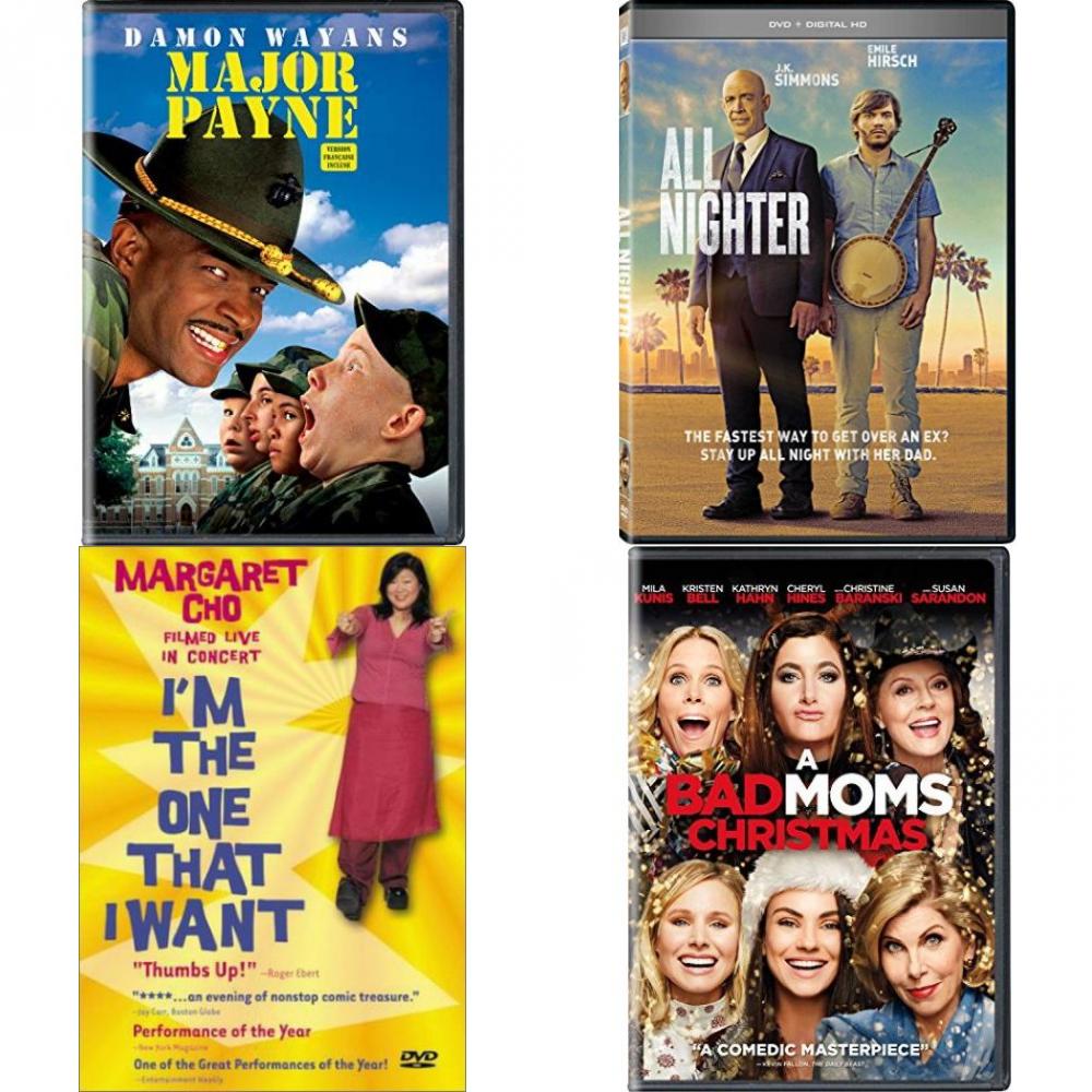 DVD Comedy Movies 4 Pack Fun Gift Bundle: Major Payne All Nighter Margaret Cho - Im the One That I Want A Bad Moms Christmas