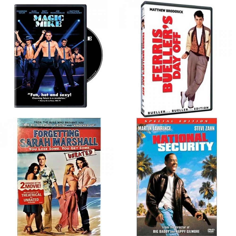 DVD Comedy Movies 4 Pack Fun Gift Bundle: Magic Mike Ferris Bueller's Day Off Forgetting Sarah National Security Special Edition