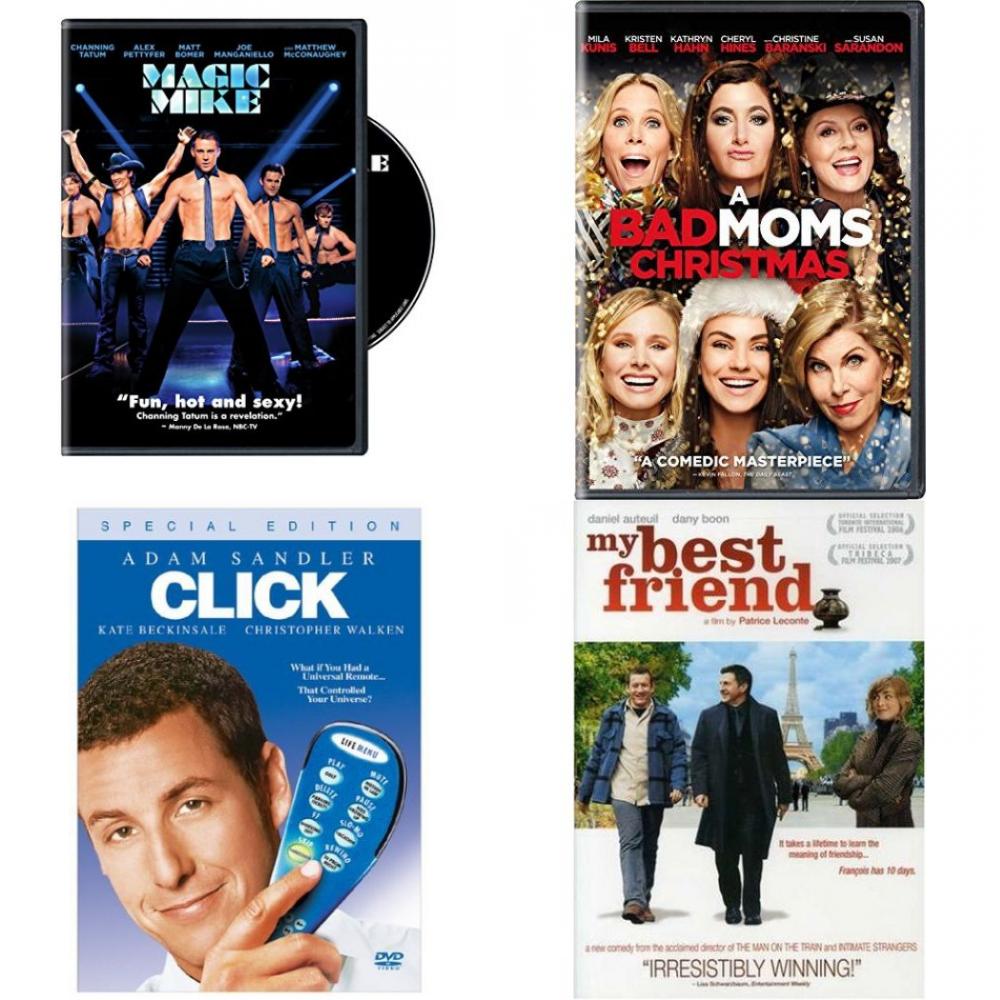 DVD Comedy Movies 4 Pack Fun Gift Bundle: Magic Mike A Bad Moms Christmas Click Special Edition My Best Friend