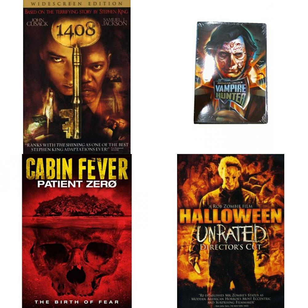 DVD Horror Movies 4 Pack Fun Gift Bundle: 1408 Widescreen Edition Abraham Lincoln: Vampire Hunter Cabin Fever: Patient Zero Halloween Unrated Directors Cut