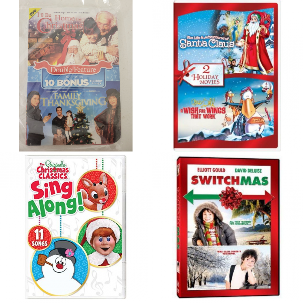 Christmas Holiday Movies DVD 4 Pack Assorted Bundle: Double Christmas Feature, 2 Christmas Movies, Christmas Classics Sing-A-Long, Switchmas