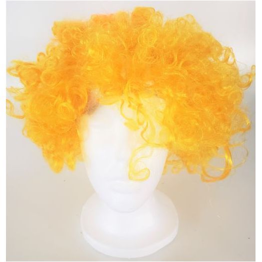 Curly Clown Colorful Yellow Novelty Wig Hair For Halloween, Parties and More. Adult & Teen.
