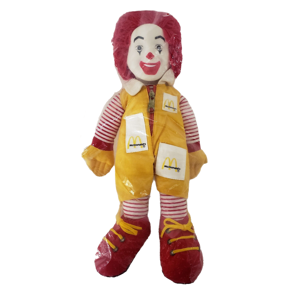 Vintage 1984 Plush 16 Ronald McDonald Doll Vinyl Head Yarn Hair McDonalds