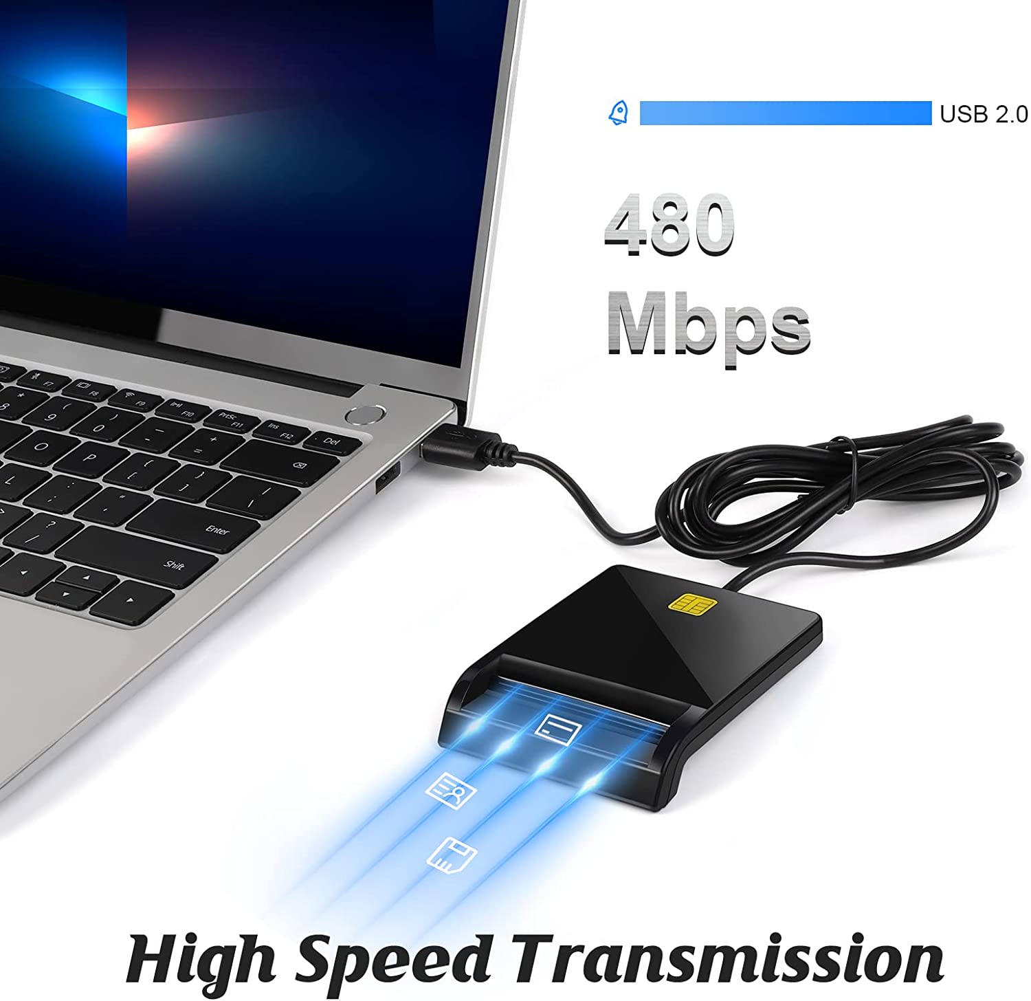MMUSC CAC Card Reader Military, CAC Reader, Smart Card Reader DOD Military USB Common Access CAC