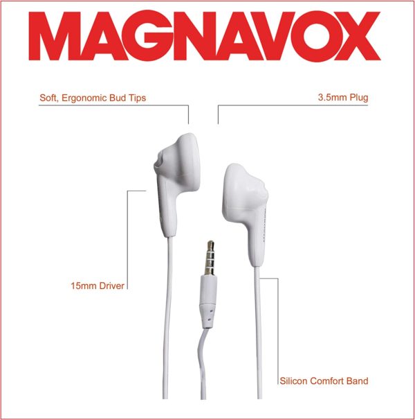 Magnavox MHP4820-WH Gummy Earbuds in Teal Stereo Durable Rubberized Cable - Image 3