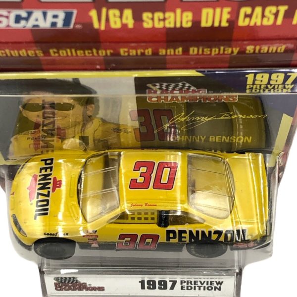 1997 Preview Edition Racing Champions Johnny Benson #30 Pennzoil Car 1:64 Scale Die Cast Replica w/Collector Card and Display Stand - Image 4