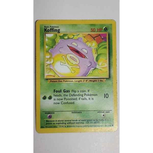 Excellent Koffing 51/102 Base Set Unlimited Pokemon Card
