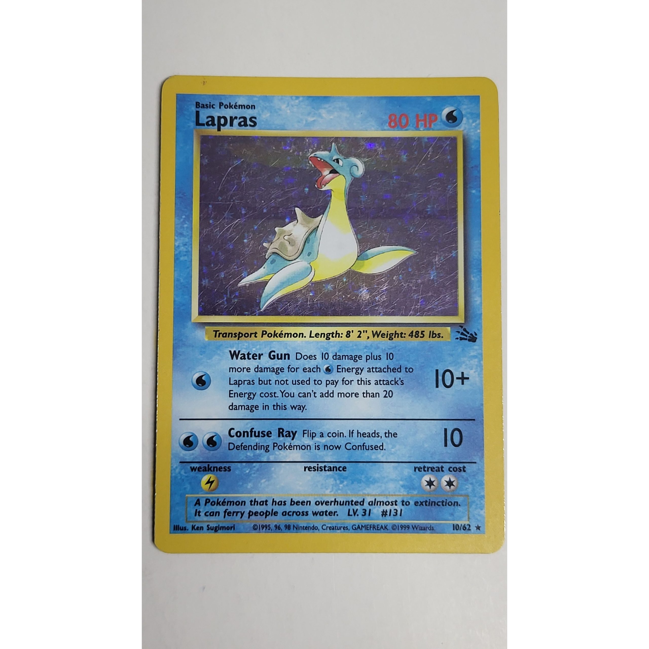 Excellent Lapras 10/62 Fossil Set Pokemon Card Nokomis