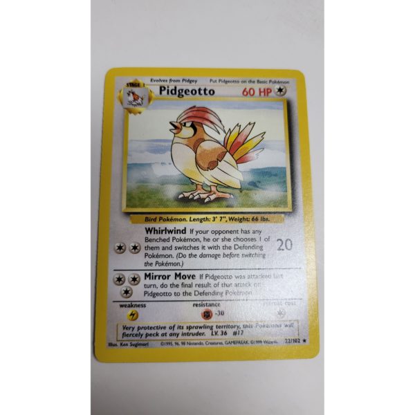 Mint Pidgeotto 22/102 Base Set Pokemon Card