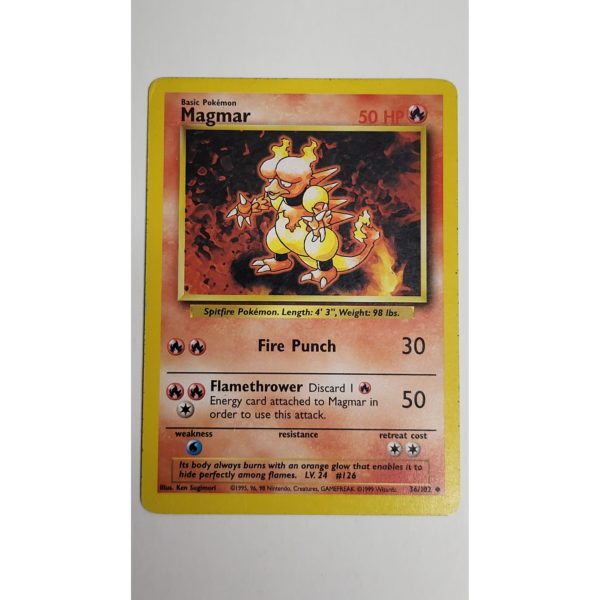 Near Mint Magmar 36/102 Base Set Unlimited Pokemon Card