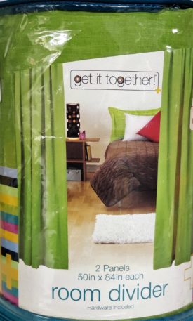 Hanging Room Divider 2 Panels 50 x 84 Each Avocado Green with 20 Foot Long Stainless Steel Wire, 16 Clips