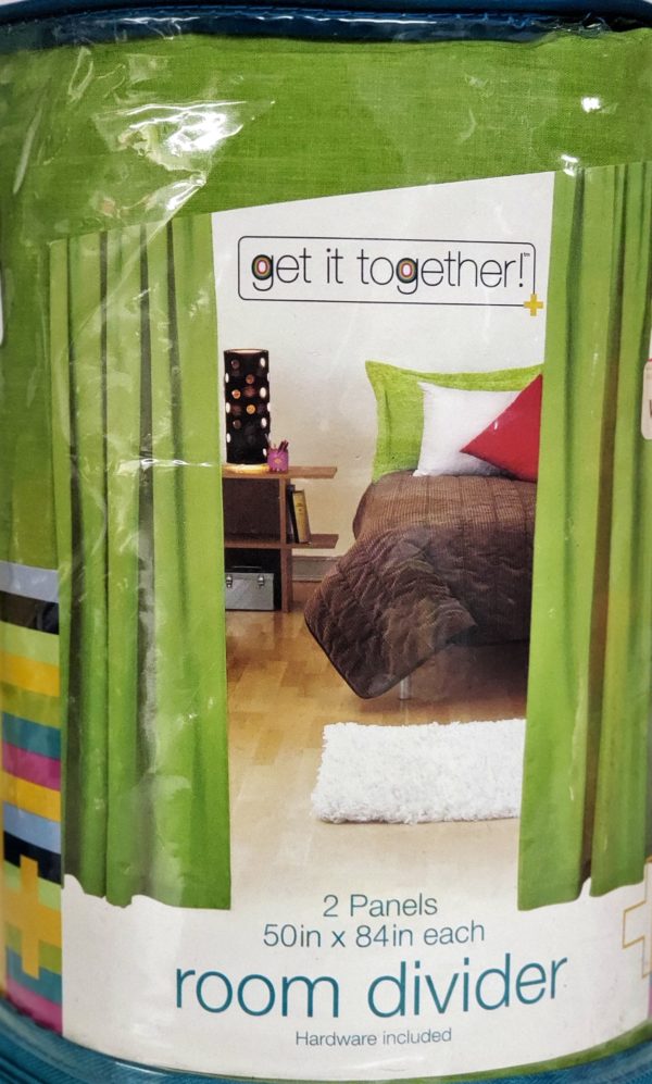 Hanging Room Divider 2 Panels 50 x 84 Each Avocado Green with 20 Foot Long Stainless Steel Wire, 16 Clips
