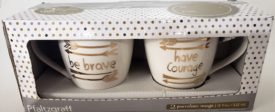 Pfaltzgraff Porcelain Gift Mugs Be Brave and Have Courage Set of 2