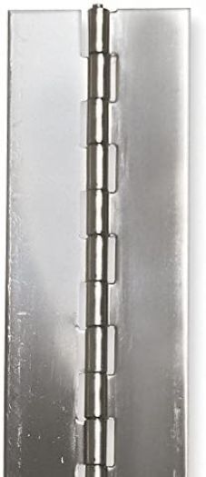 180 Continuous Piano Hinge Without Holes, Stainless Steel, Door Leaf: 48" L x 1-1/2" W