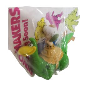 1991 Denny's Flintstones Dino-Racers Bamm-Bamm on Dinosaur Pull Back Toy