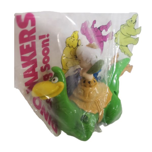 1991 Denny's Flintstones Dino-Racers Bamm-Bamm on Dinosaur Pull Back Toy