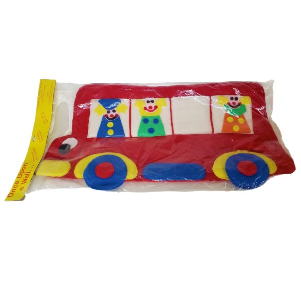 Vintage A World of Fun on the Wall Handcrafted Nursery Wall Hanging 34" x 18" - Clown Bus - Image 3