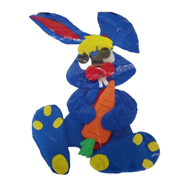 Vintage A World of Fun on the Wall Handcrafted Nursery Wall Hanging 25" x 16" - Blue Bunny Rabbit - Image 3