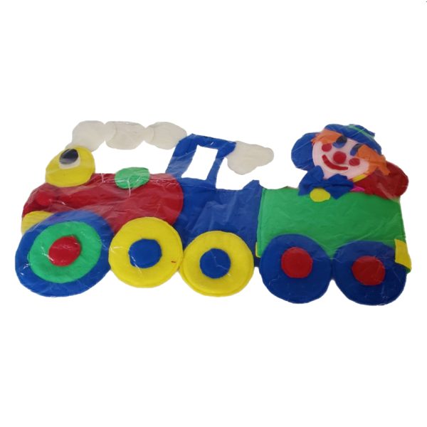 Vintage A World of Fun on the Wall Handcrafted Nursery Wall Hanging 32" x 18" - Clown Train - Image 3