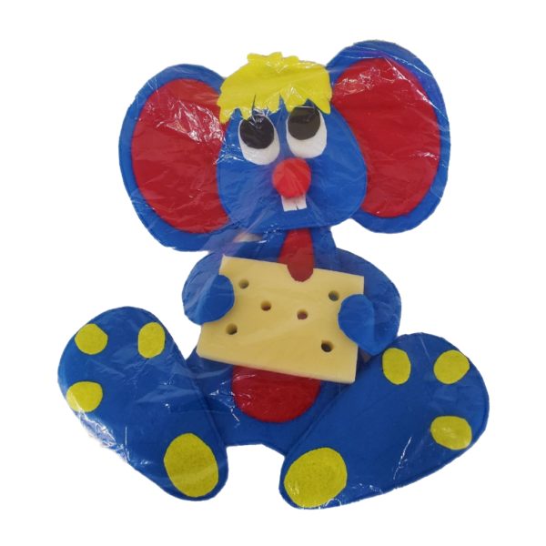 Vintage A World of Fun on the Wall Handcrafted Nursery Wall Hanging 22" x 18" - Blue Mouse - Image 3