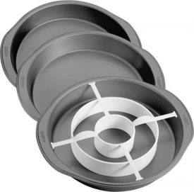 Wilton Round Checkerboard Cake Pan Set, Fun for Birthdays, Reveal Parties, Special Occasions, 4-Piece Set,Silver,9"