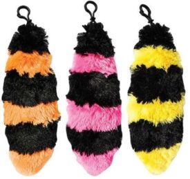 11 Inch Raccoon Tail Plush Toy With Clip 3-Pack