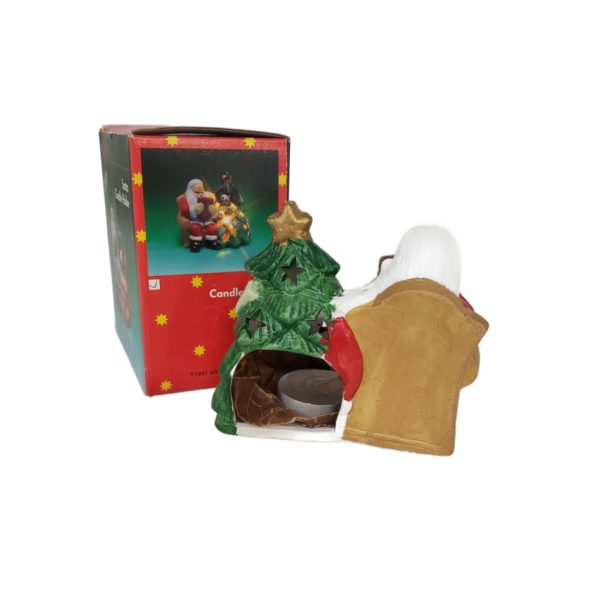 Vintage 1991 Artmark Santa Tealight Candle Holder 5" - Lights Christmas Tree - Image 3