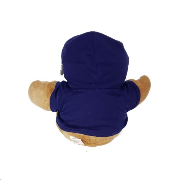 1997 Fluffy Friends Tan Teddy Bear w/ Blue Drawstring Hoodie 12" - Image 3
