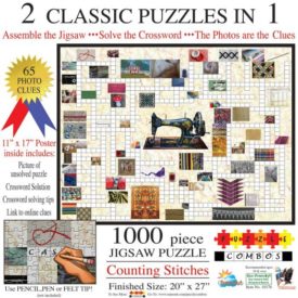Puzzle Combos: "Counting the Stitches" 1000 Piece Crossword Jigsaw Puzzle By Sunsout