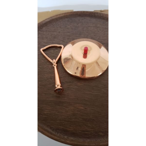 Vintage Resin Lazy Susan Brown With Copper Base And Handle 1970’s Size 13” - Image 3