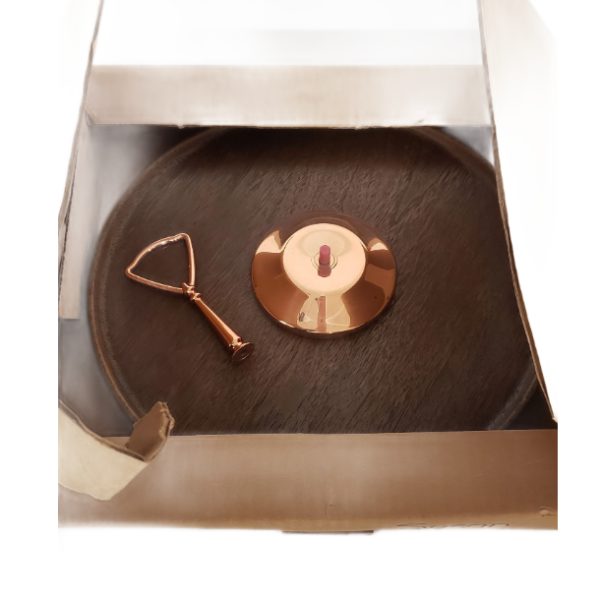 Vintage Resin Lazy Susan Brown With Copper Base And Handle 1970’s Size 13” - Image 5