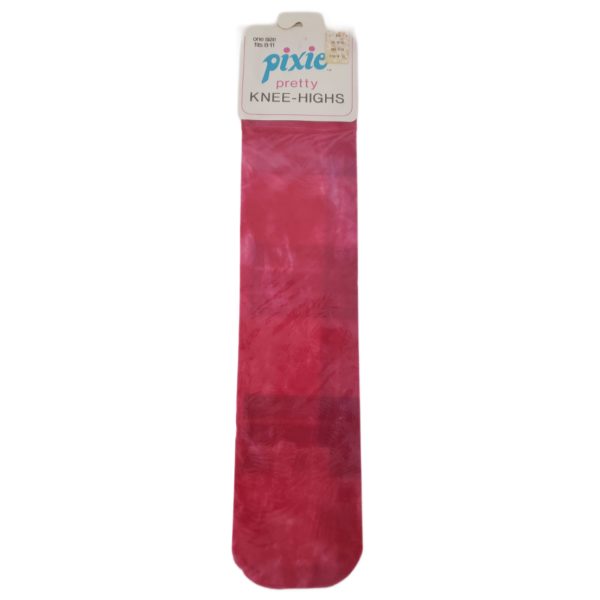 Vintage 1970 Bear Brand Hosiery Co. Pixie Pretty Sheer Nylon Knee-Highs Tie-Dye Hot Pink - Image 3